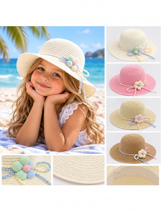 Kid's Crochet Mini Sunhat W/ Flower Kid's Crochet Mini Sunhat W/ Flower